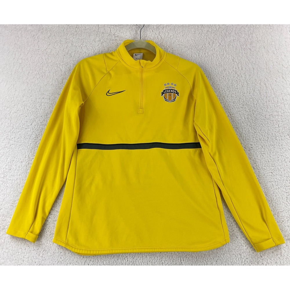 Nike Dri-Fit Legends‎ Soccer Sweater Large Yellow 1/4 Zip Long Sleeve Pullover